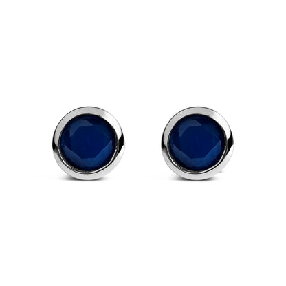 .925 Sterling Silver 6MM Bezel Set Created Purple Amethyst Solitaire Stud Earrings by Bids.com