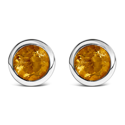 .925 Sterling Silver 6MM Bezel Set Created Purple Amethyst Solitaire Stud Earrings by Bids.com