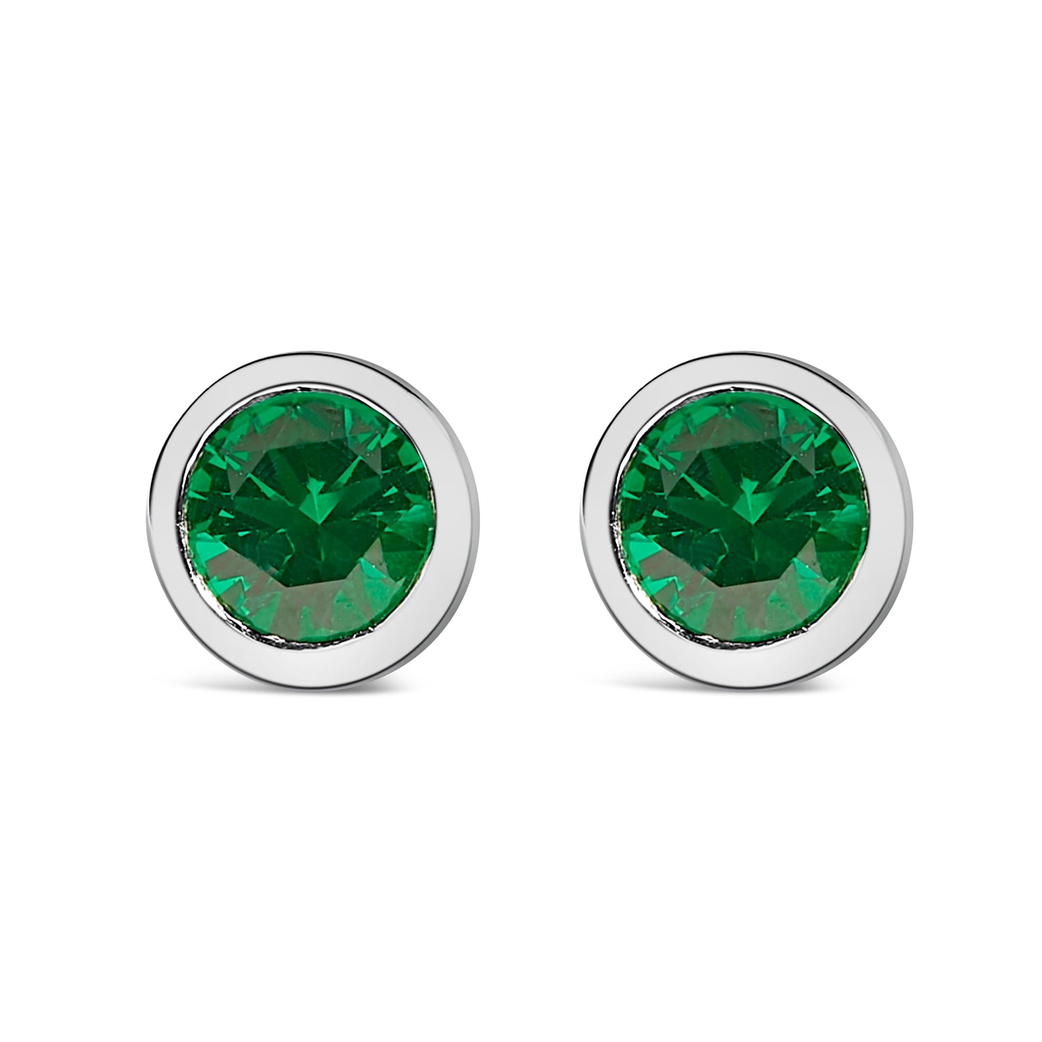 .925 Sterling Silver 6MM Bezel Set Created Purple Amethyst Solitaire Stud Earrings by Bids.com