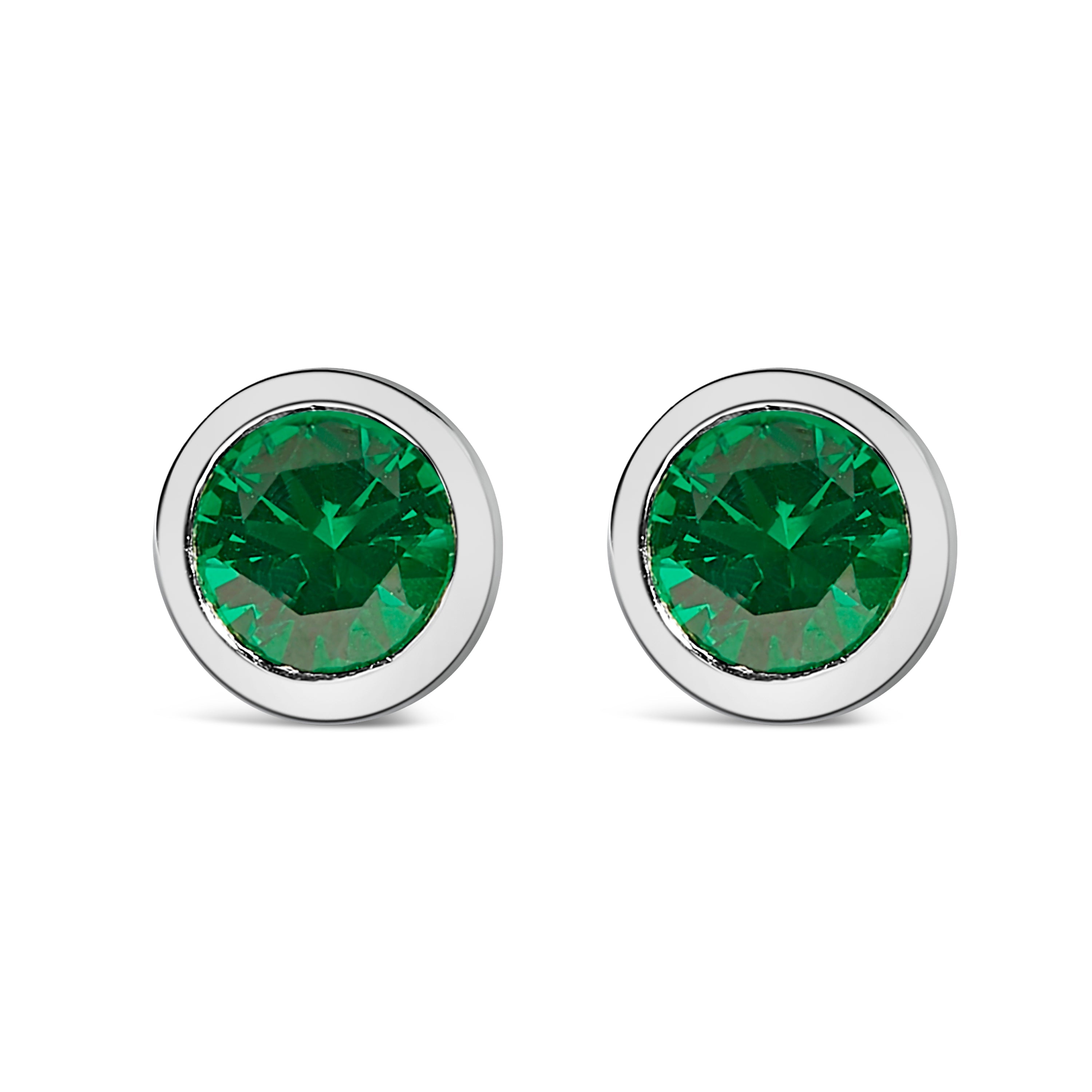 .925 Sterling Silver 6MM Bezel Set Created Purple Amethyst Solitaire Stud Earrings by Bids.com