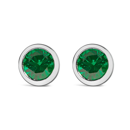 .925 Sterling Silver 6MM Bezel Set Created Purple Amethyst Solitaire Stud Earrings by Bids.com