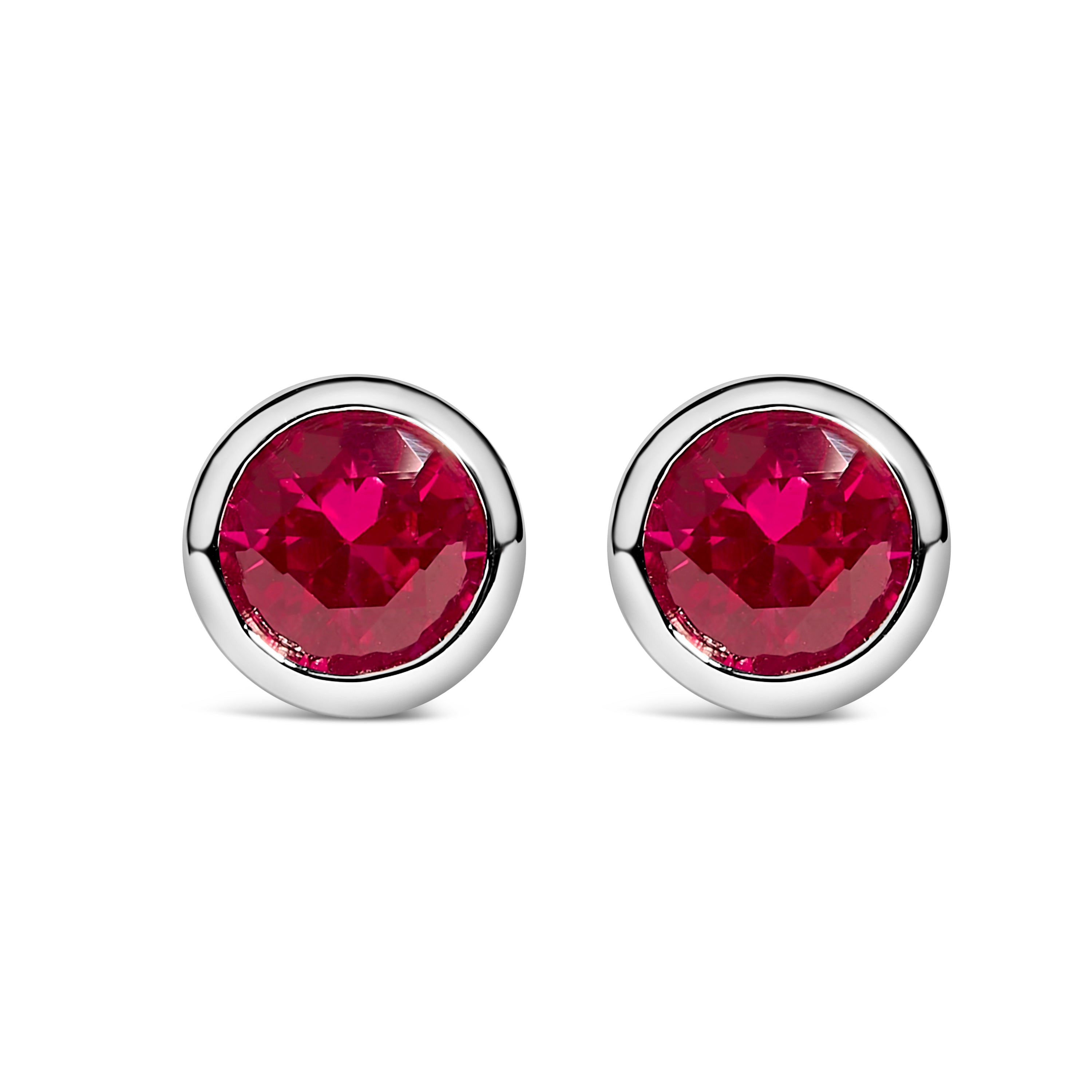 .925 Sterling Silver 6MM Bezel Set Created Purple Amethyst Solitaire Stud Earrings by Bids.com