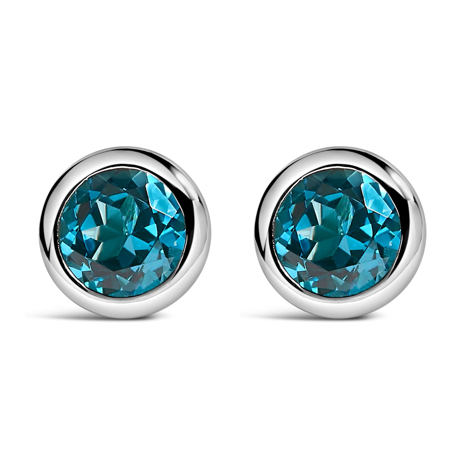 .925 Sterling Silver 6MM Bezel Set Created Purple Amethyst Solitaire Stud Earrings by Bids.com