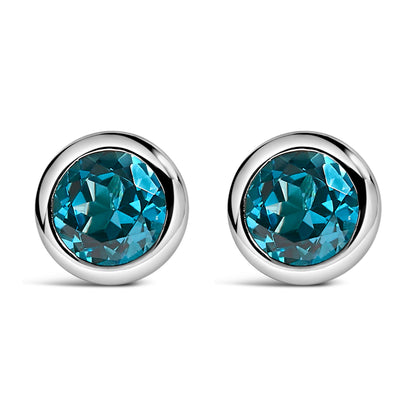 .925 Sterling Silver 6MM Bezel Set Created Purple Amethyst Solitaire Stud Earrings by Bids.com