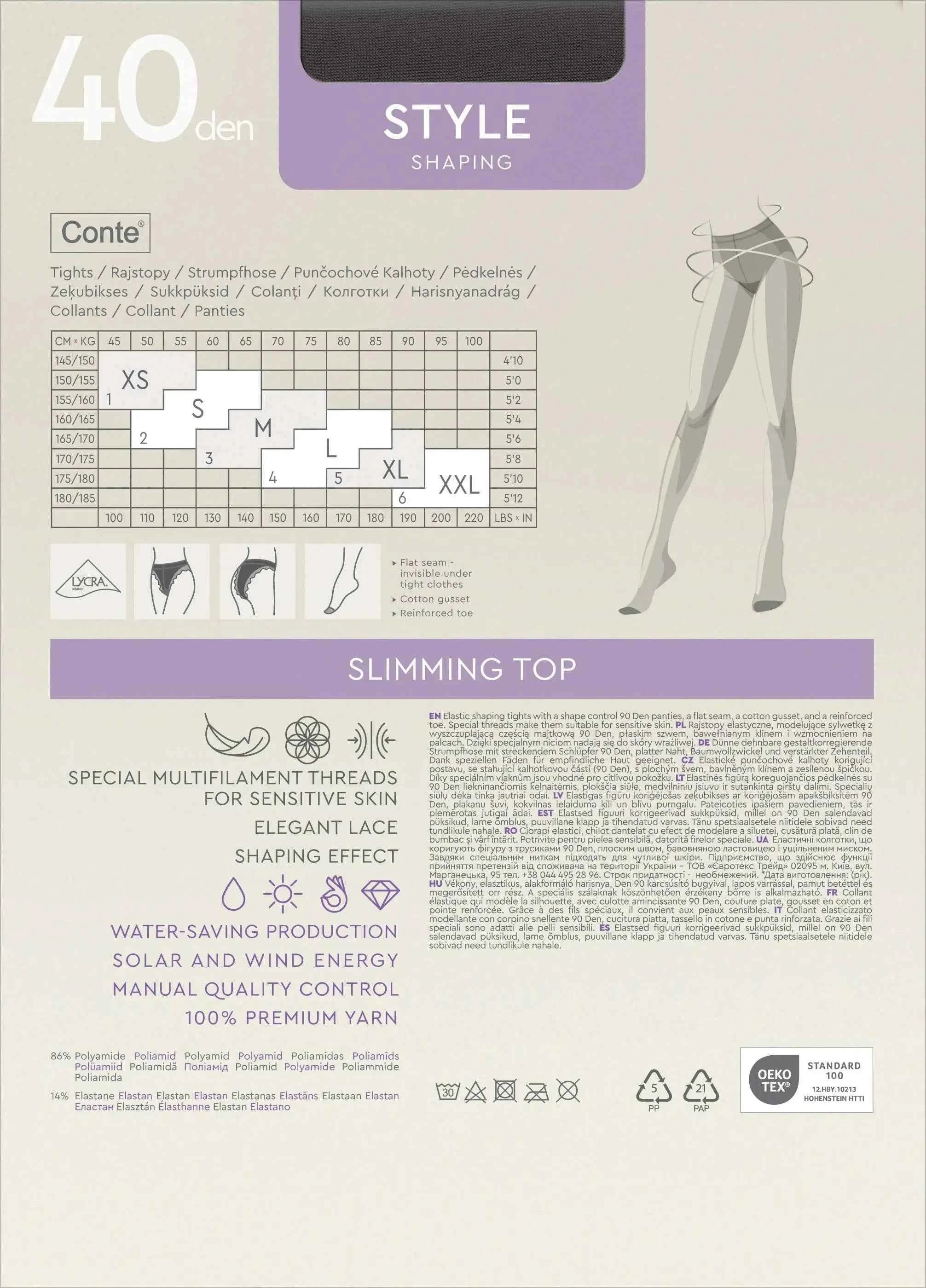 Tights Conte Style 40 Den - Ajour Control Top