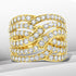 10K Yellow Gold 3.00 Cttw Diamond Multi Row Bypass Wave Cocktail Band Ring (J-K Color, I1-I2 Clarity) - Size 7 by Bids.com