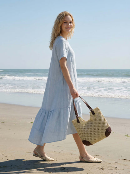 Woven Hollow-Out Shoulder Tote Bag by LINTICO