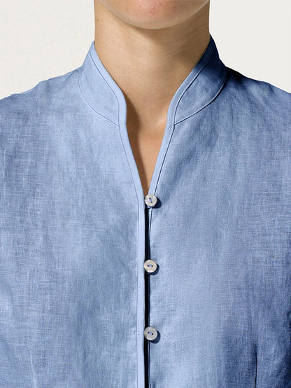 100% Linen Hand Button Fitted Jacket AMELIA by LINTICO