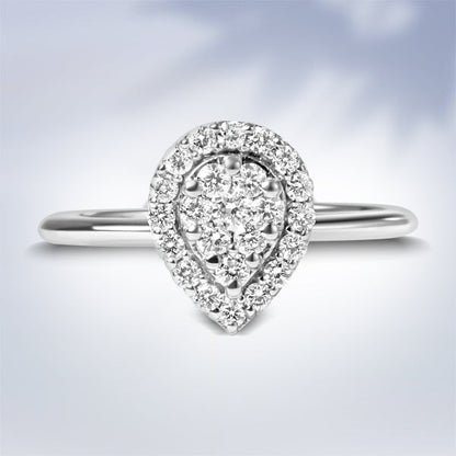 10K White Gold 3/8 Cttw Round-Cut Lab Grown Diamond Cluster Pear Promise Ring (G-H Color, VS2-SI1 Clarity) - Size 7 by Bids.com