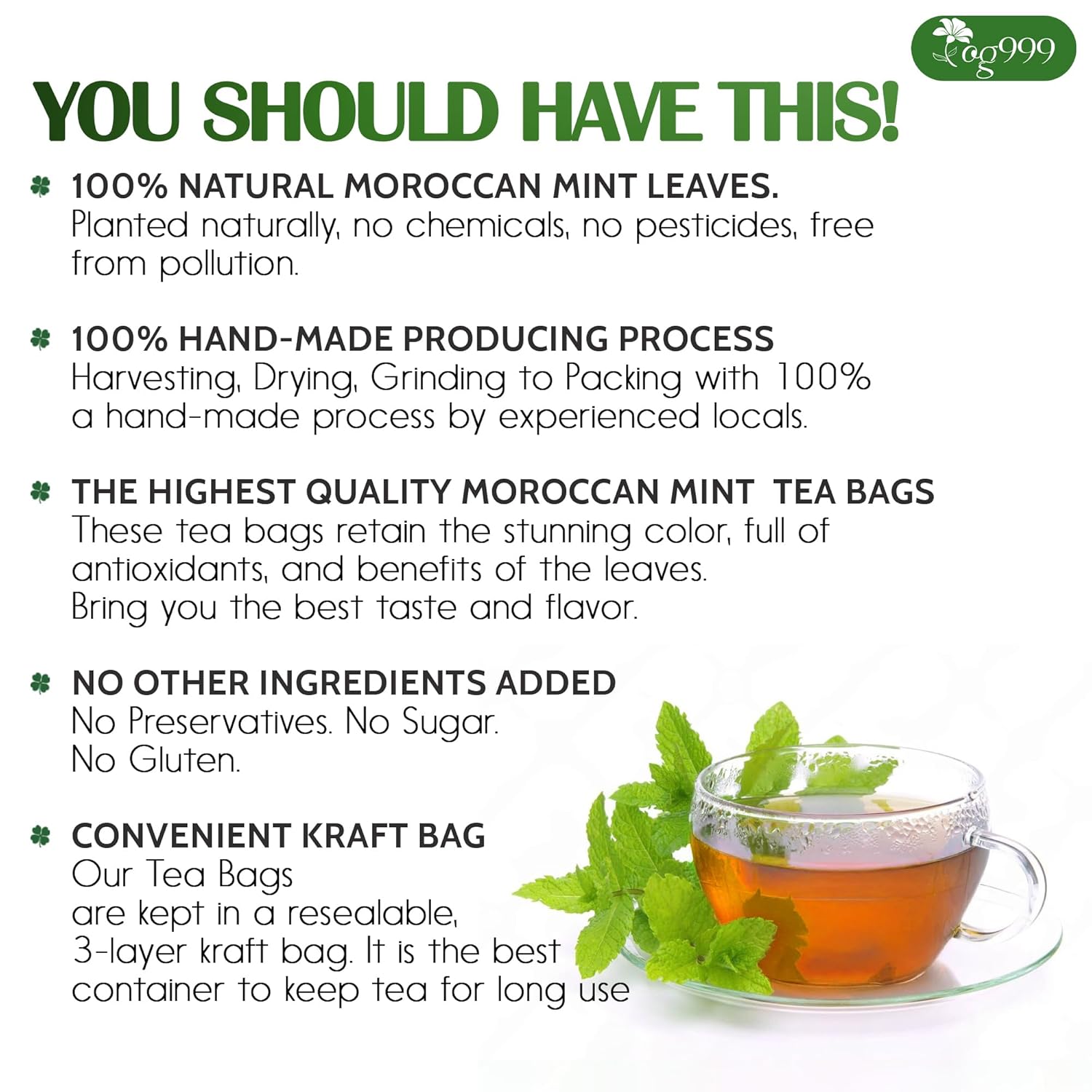 Premium Moroccan Mint Green Tea | Traditional Green Tea with Spearmint – Premium Quality Herbal Blend. by FreshDrinkUS - Natural and Premium Herbal Tea