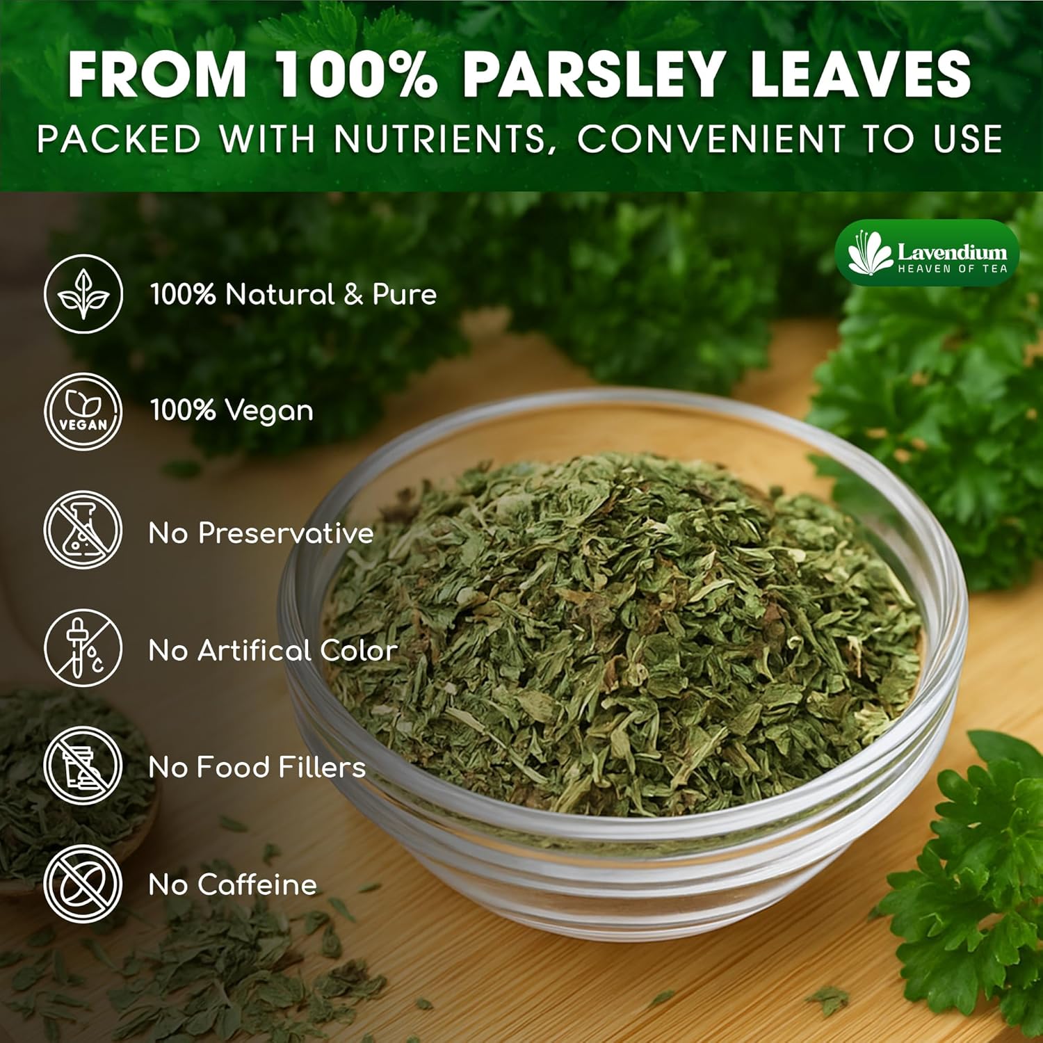 Premium Dried Parsley Leaves – 100% Pure, Non-GMO, Gluten-Free, Vegan – Aromatic Culinary Herb for Cooking, Garnish, and Seasoning by FreshDrinkUS - Natural and Premium Herbal Tea
