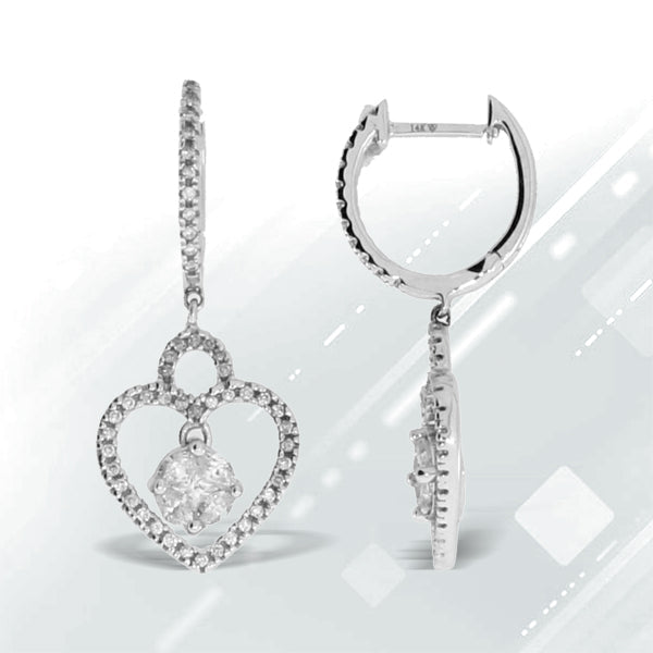 Natural .50ct Diamond Dangle Earrings 14KT White Gold by Bids.com
