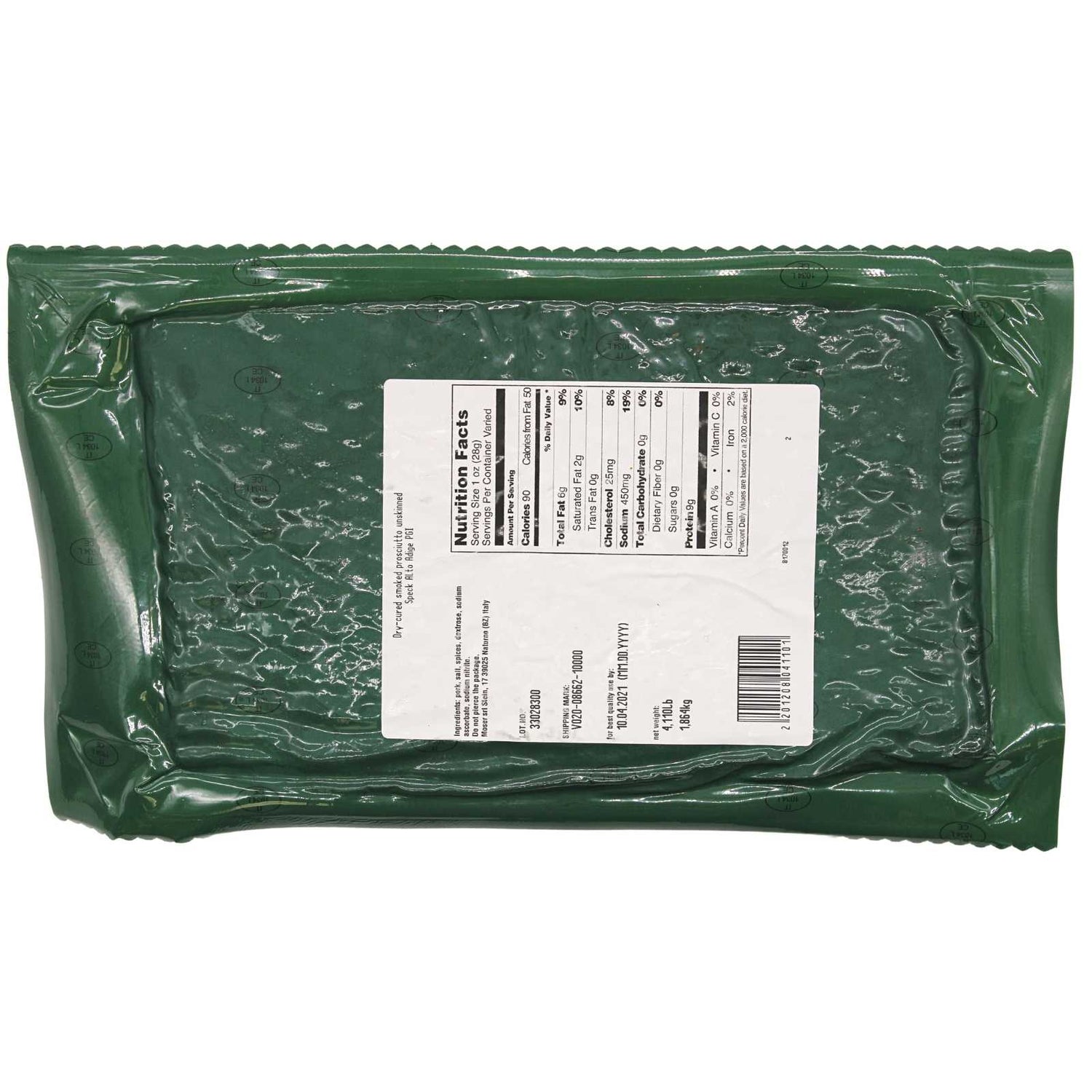 Speck, 6 lbs +/- (4lbs - 6lbs/piece) ,Seasoned and Smoked Italian Ham, Cured in the European Alps Mountains, Alto Adige IGP, Boneless and Ready to Slice, Best sliced paper thin with slicer, (Not Prosciutto), Weight approx. 6 lbs, by Moser Tirolinger brand