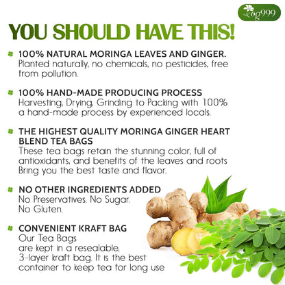 Premium Moringa Ginger Herbal Tea by FreshDrinkUS - Natural and Premium Herbal Tea