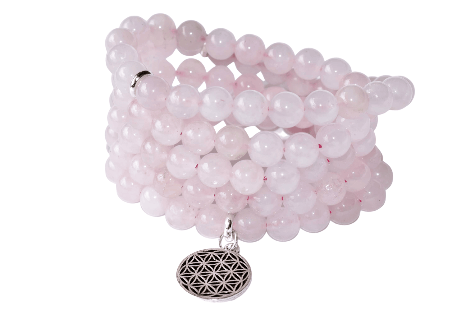 Rose Quartz Beads Mala Bracelet, 108 Prayer Beads Necklace (Love and Inner Peace)  DestGlow