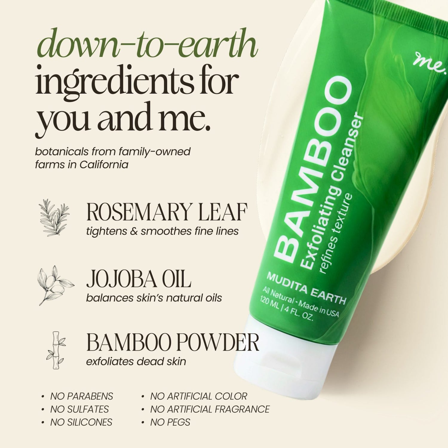 Bamboo Microdermabrasion Exfoliating Cleanser by Mudita Earth