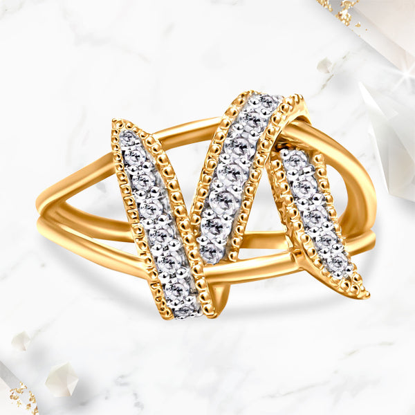 14K Yellow Gold Plated .925 Sterling Silver 1/4 Cttw Diamond Interlocking Bypass Ring (I-J Color, I1-I2 Clarity) - Size 7 by Bids.com