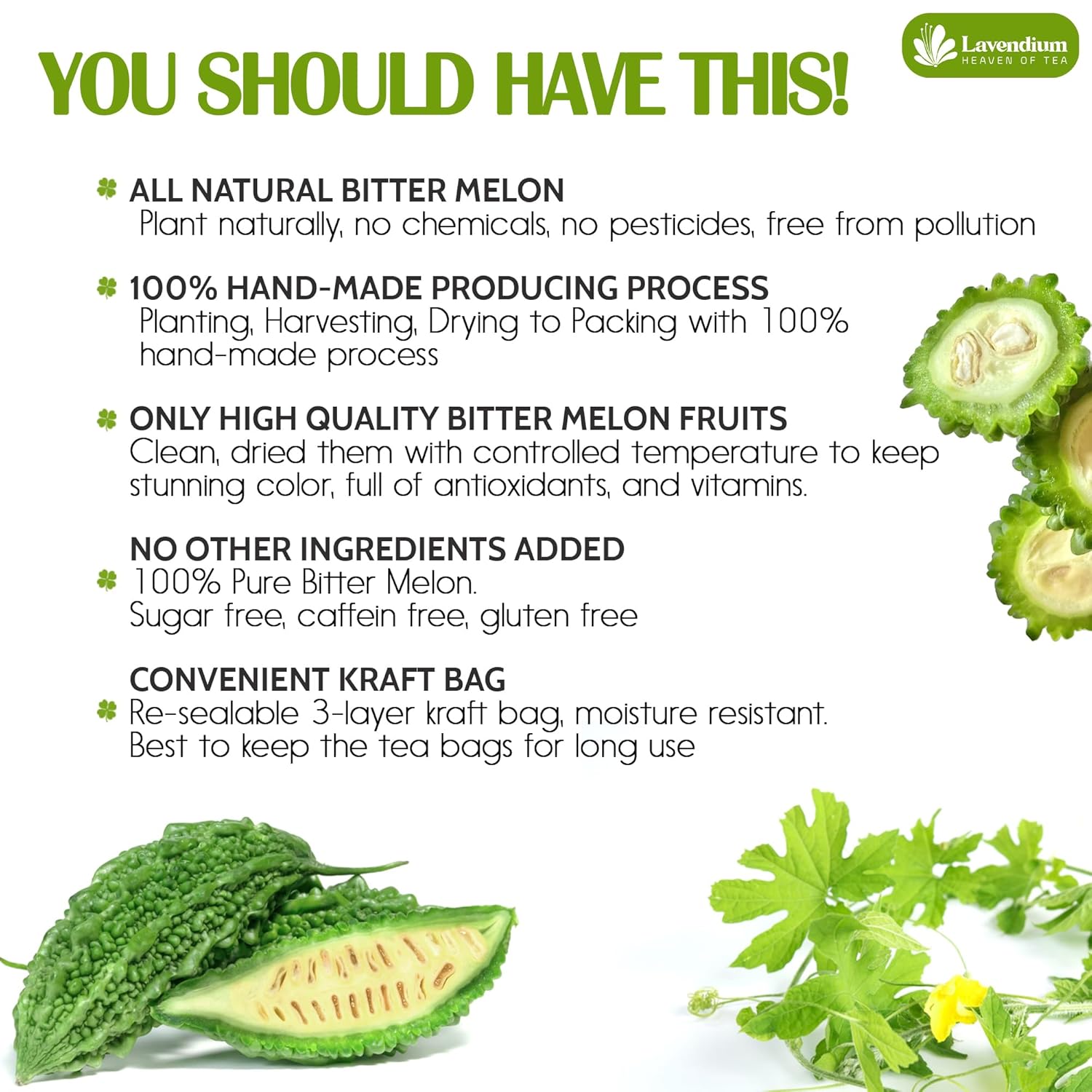 Bitter Melon Tea Bags, 100% Natural, Pure Bitter Melon. Bitter Melon Herbal Tea. Bitter Melon Fruit Tea. No Sugar, No Caffeine, No Gluten, Vegan
