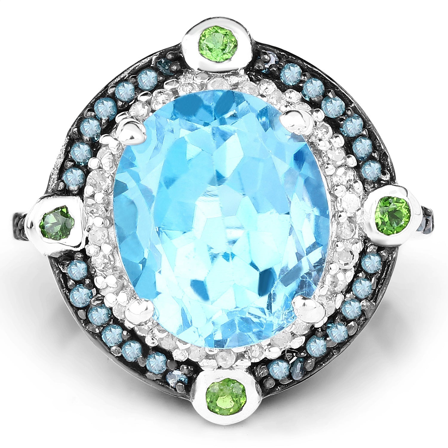 5.84 Carat Genuine Multi Stones .925 Sterling Silver Ring by Bids.com