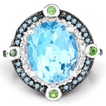 5.84 Carat Genuine Multi Stones .925 Sterling Silver Ring by Bids.com