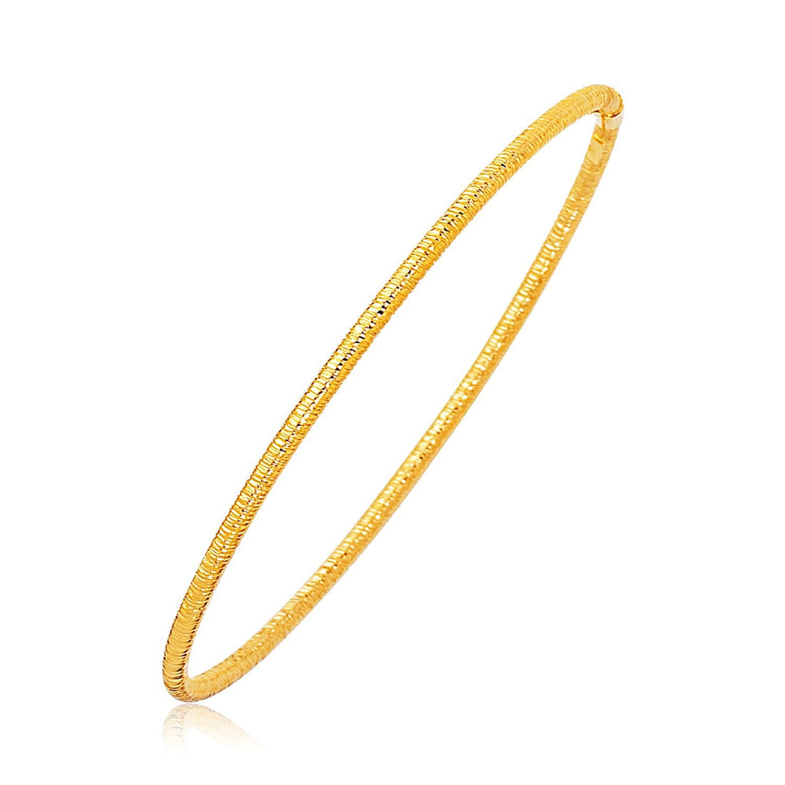 14k Yellow Gold Thin Textured Stackable Bangle by Bids.com
