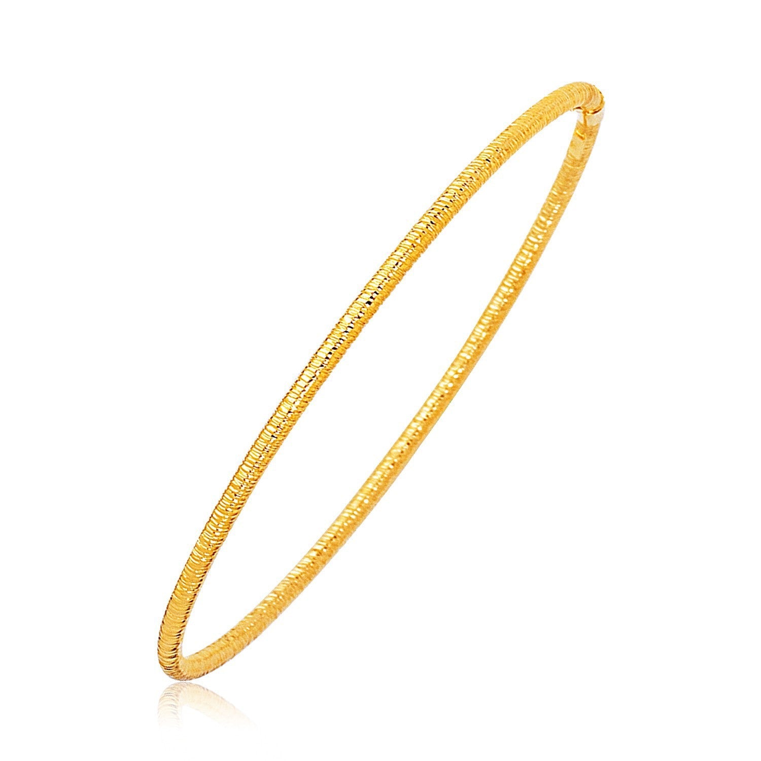 14k Yellow Gold Thin Textured Stackable Bangle by Bids.com