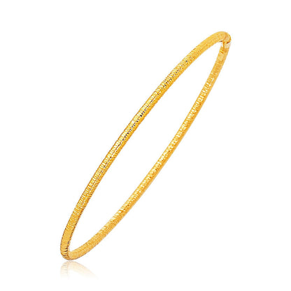 14k Yellow Gold Thin Textured Stackable Bangle by Bids.com