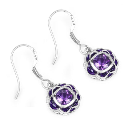 1.50 Carat Genuine Amethyst .925 Sterling Silver Earrings  DestGlow