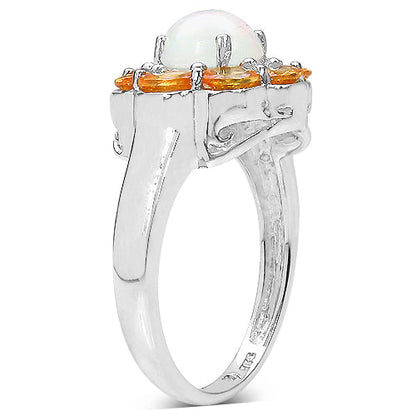 2.65 Carat Genuine Ethiopian Opal &amp; Spessartite .925 Sterling Silver Ring by Bids.com