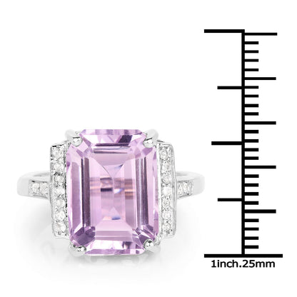 6.33 Carat Genuine Amethyst &amp; White Topaz .925 Sterling Silver Ring  DestGlow