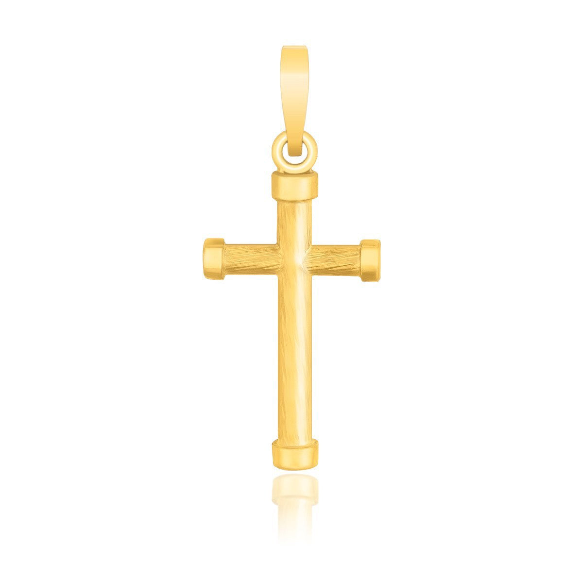 14k Yellow Gold Cross Pendant with Rounded Ends  DestGlow