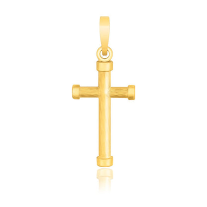 14k Yellow Gold Cross Pendant with Rounded Ends  DestGlow