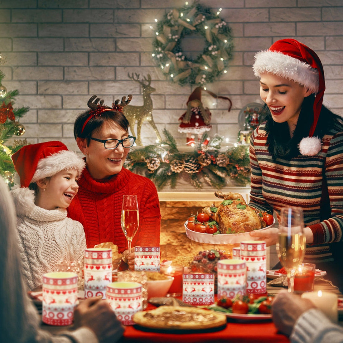 3Pack Christmas Flameless LED Candles Deer Flickering Candle Lights Pillar Candles with 3 Lighting Modes Timer Remote Control 