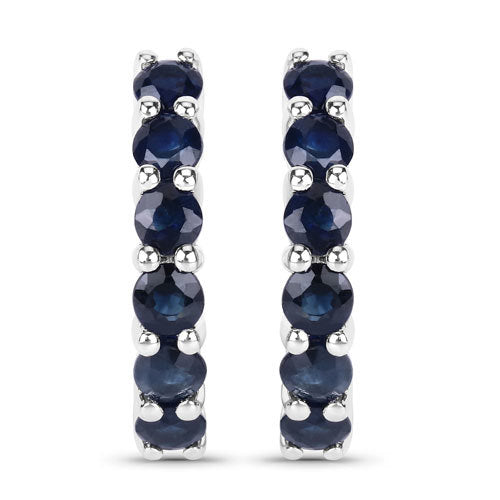 1.32 Carat Genuine Blue Sapphire .925 Sterling Silver Earrings  DestGlow