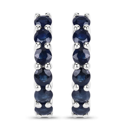 1.32 Carat Genuine Blue Sapphire .925 Sterling Silver Earrings  DestGlow