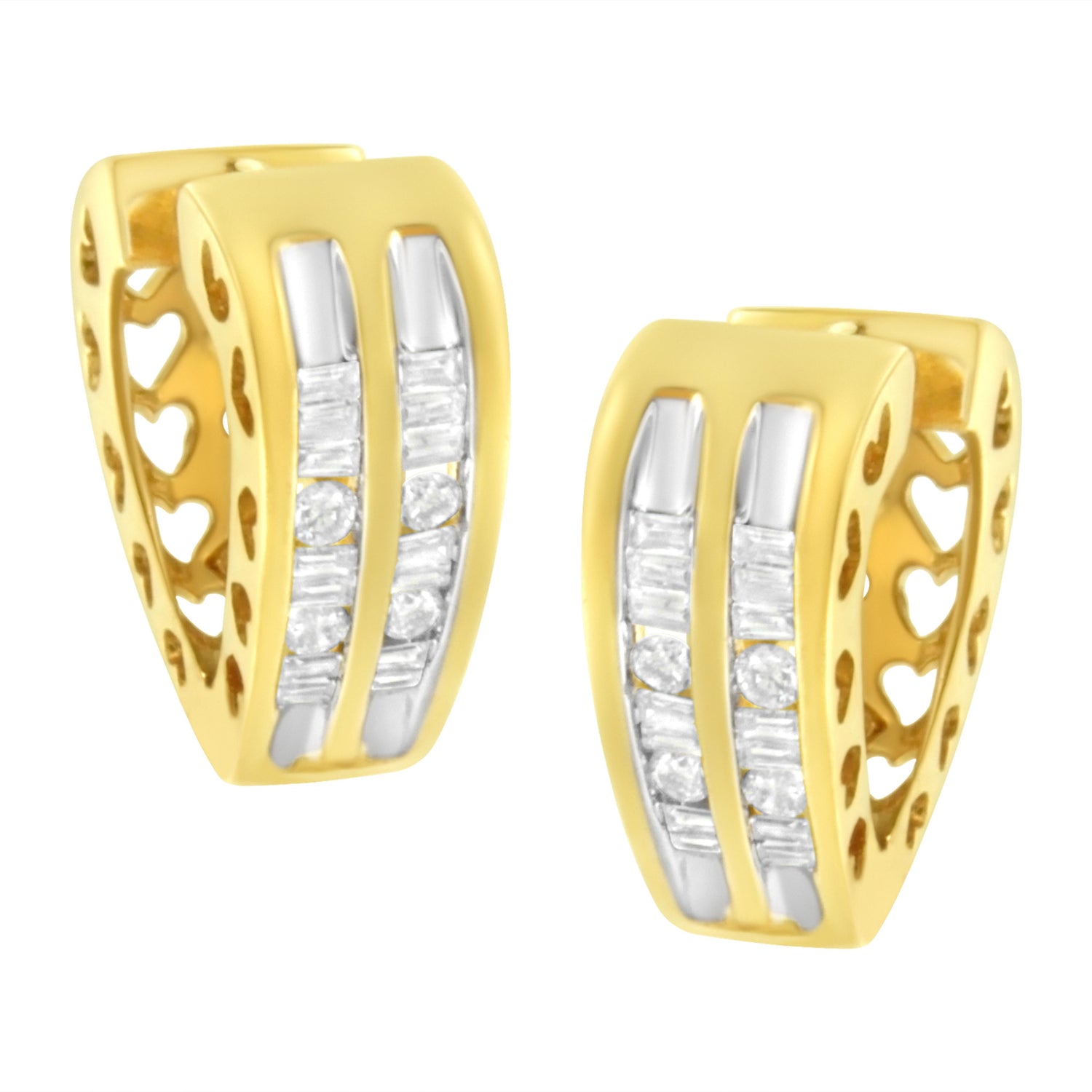 10K Yellow Gold 1/2 cttw Diamond Huggy Heart Hoop Earrings (I-J Clarity, I2-I3 Color) by Bids.com