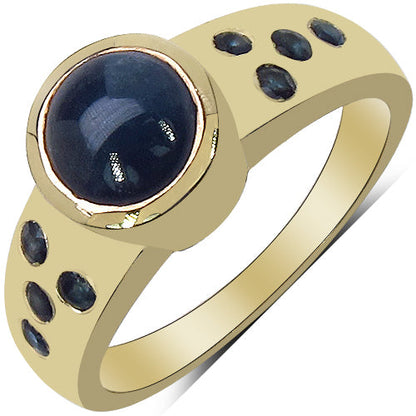 14K Yellow Gold Plated 1.87 Carat Genuine Blue Sapphire &amp; White Diamond .925 Sterling Silver Ring by Bids.com
