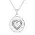 .925 Sterling Silver Prong-Set Diamond Accent Heart Emblemed 18" Pendant Necklace (I-J Color, I1-I2 Clarity)  DestGlow