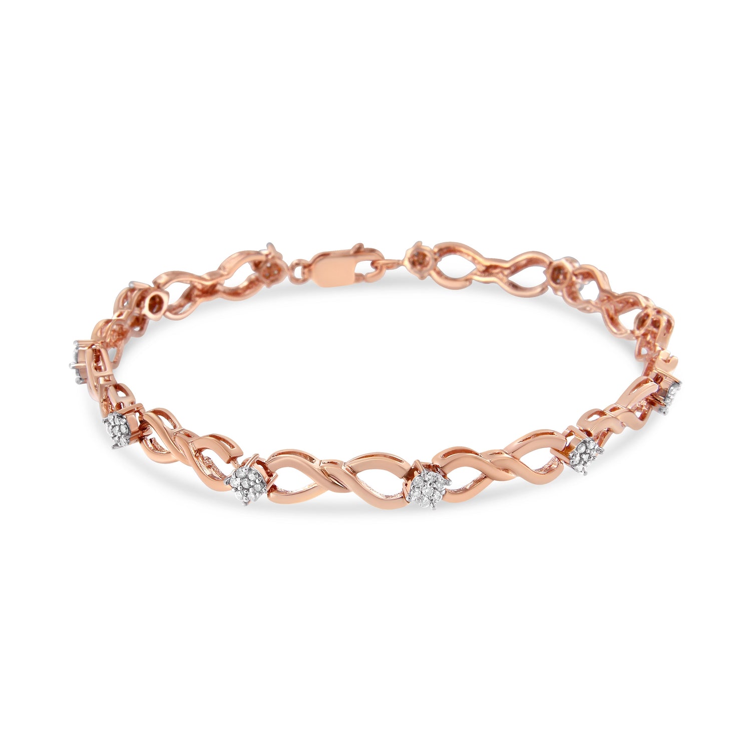 10K Rose Gold Plated .925 Sterling Silver 1/2 Cttw Diamond Infinity Link Tennis Bracelet (H-I Color, I2-I3 Clarity) -7â€ by Bids.com