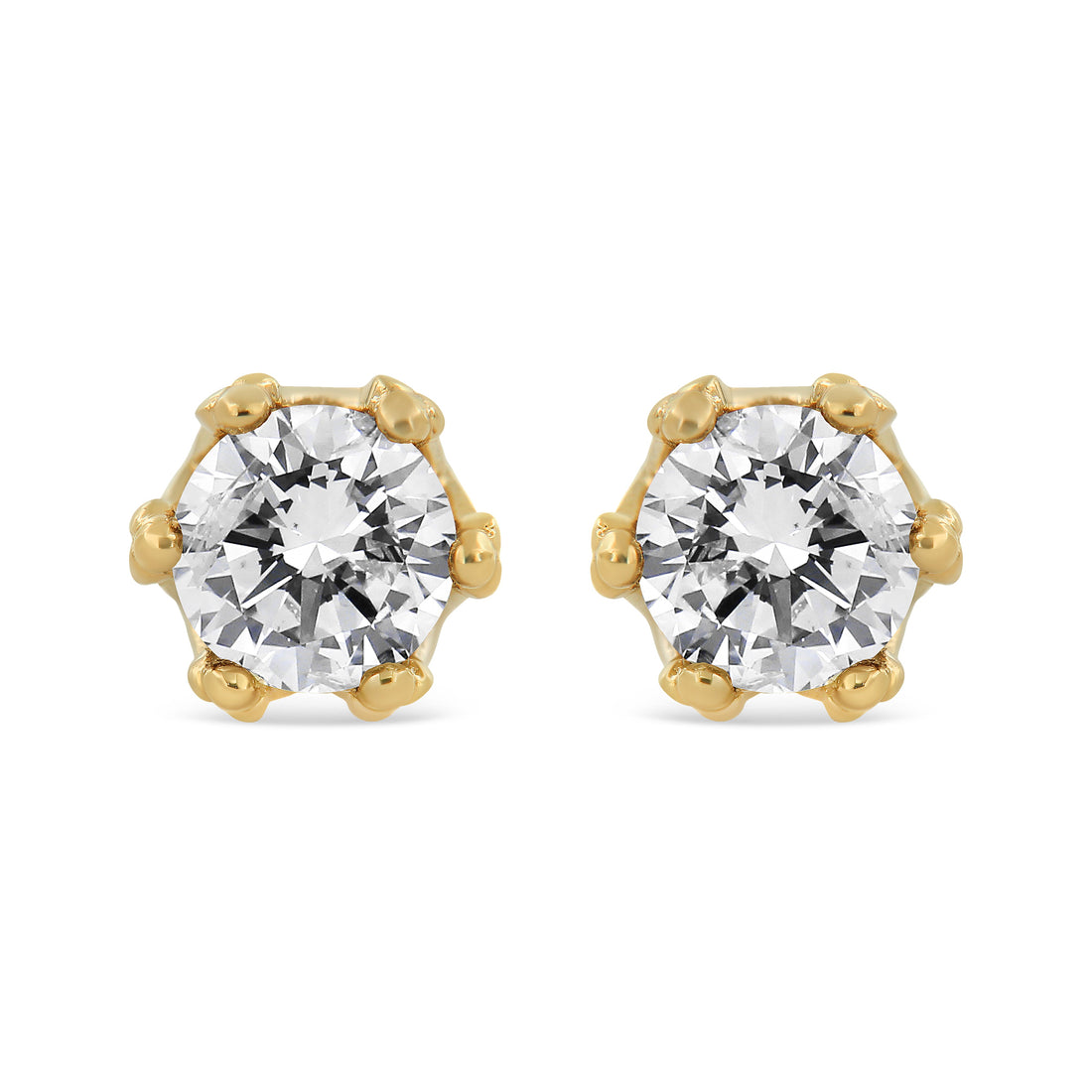 14K White Gold 1/2 Cttw Round Diamond Crown Stud Earring (I-J Color, I1-I2 Clarity) by Bids.com
