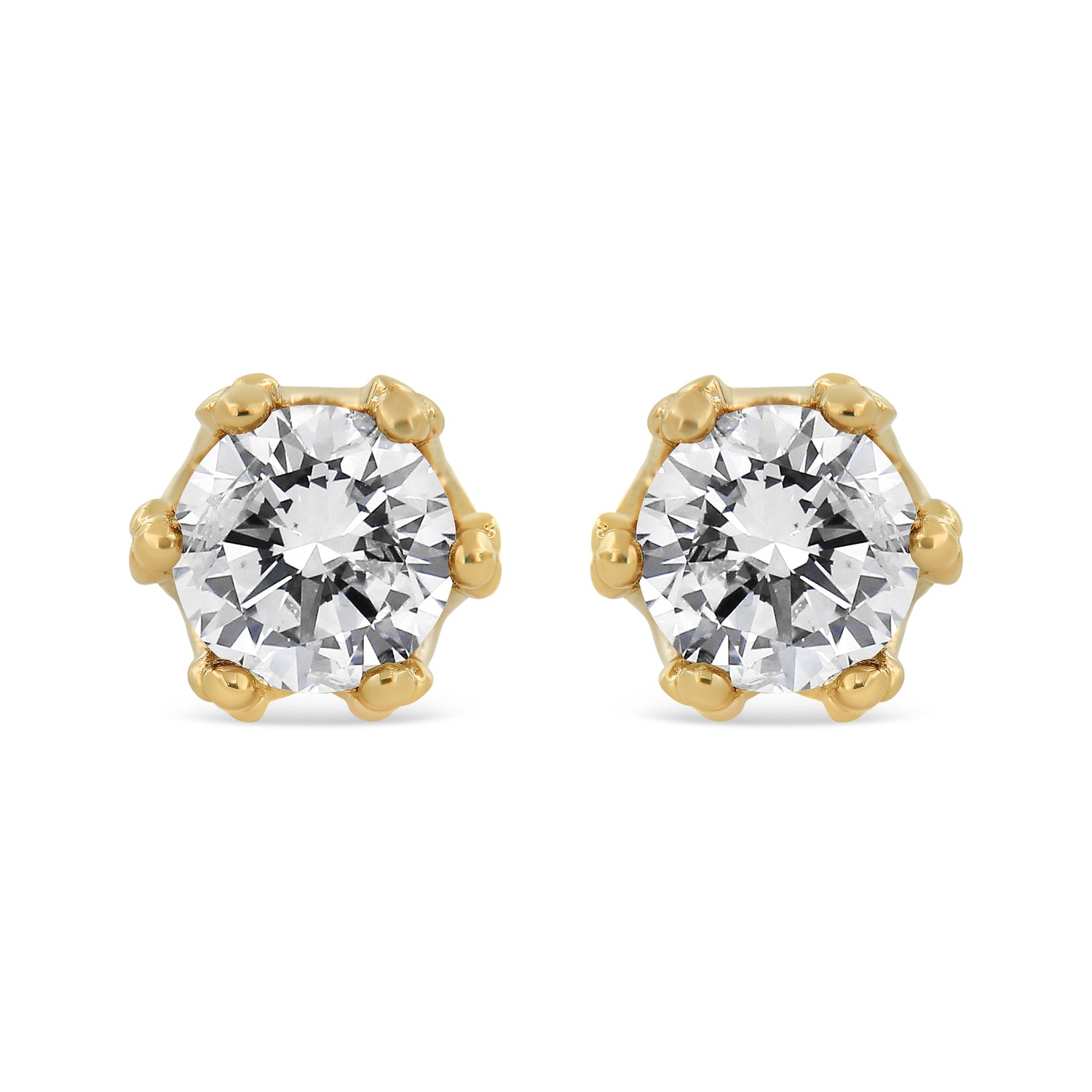 14K White Gold 1/2 Cttw Round Diamond Crown Stud Earring (I-J Color, I1-I2 Clarity) by Bids.com