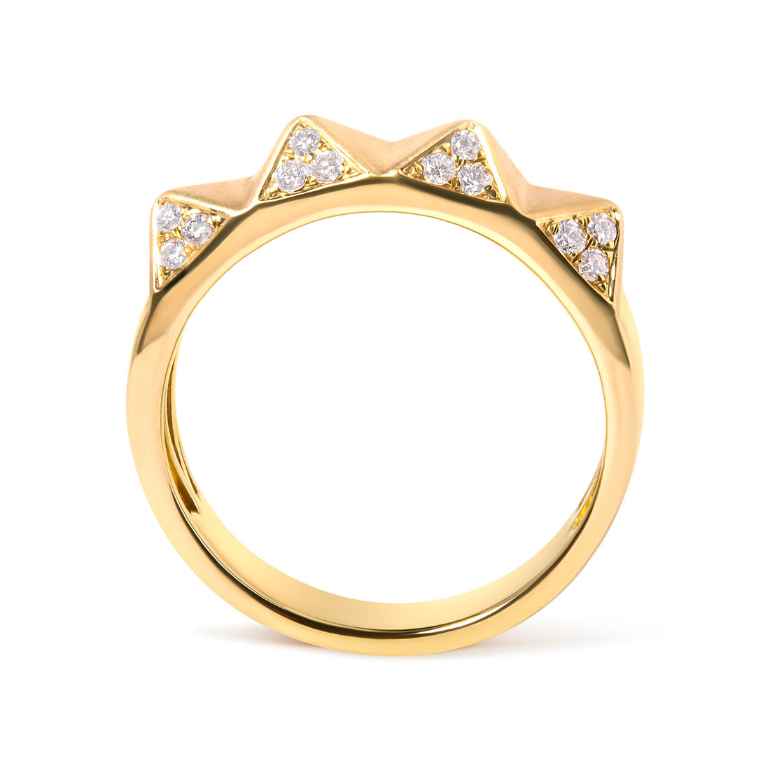 14K Yellow Gold 1/4 Cttw White Diamond Pyramid Band Ring (G-H Color, SI1-SI2 Clarity)- Size 7 by Bids.com