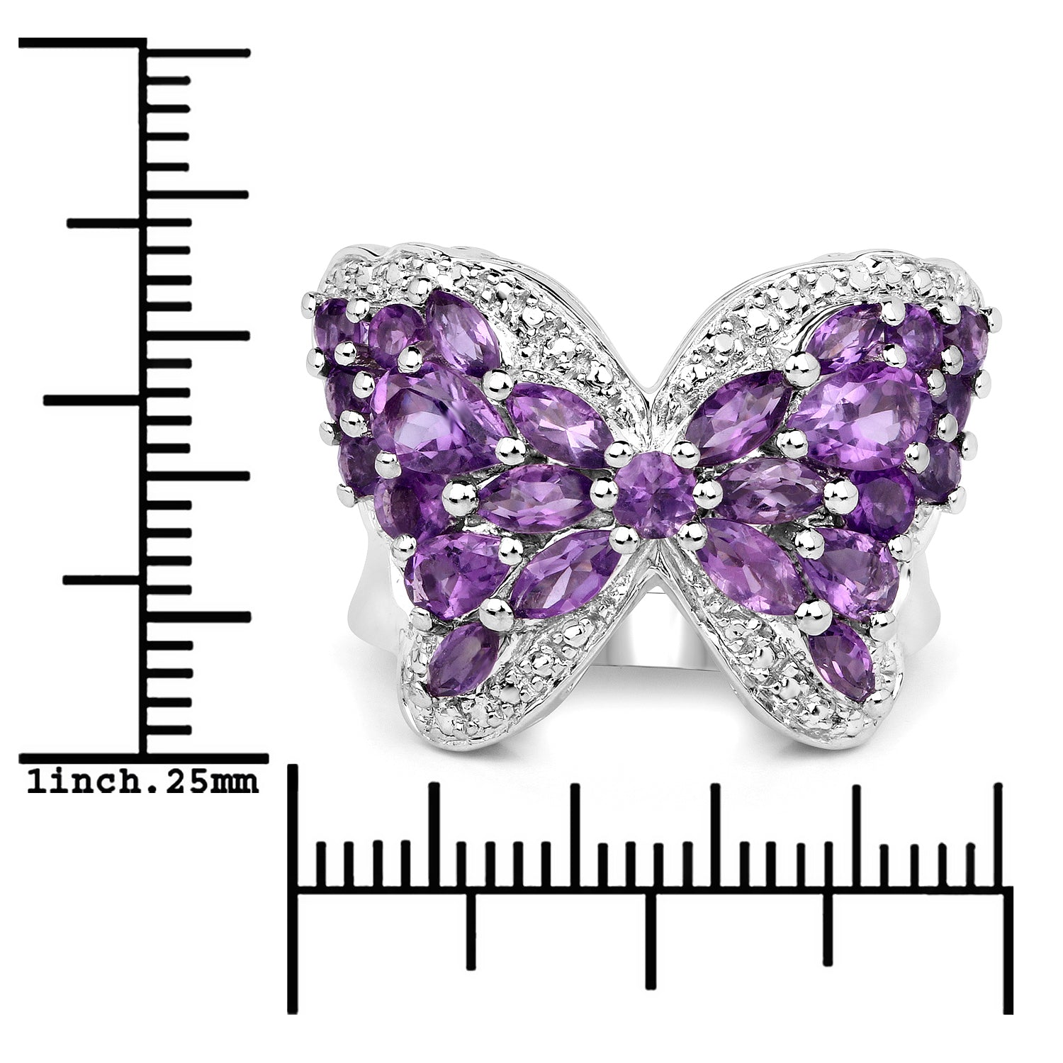 3.08 Carat Genuine Amethyst .925 Sterling Silver Ring  DestGlow