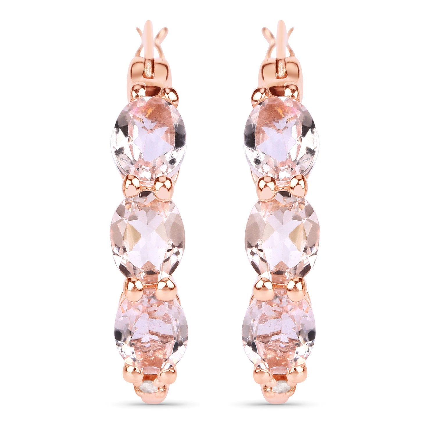 1.63 Carat Genuine Morganite and White Diamond .925 Sterling Silver Earrings by Bids.com