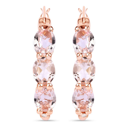 1.63 Carat Genuine Morganite and White Diamond .925 Sterling Silver Earrings by Bids.com