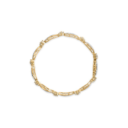 10K Yellow and White Gold 3.00 Cttw Diamond Cluster and Wave Link Bracelet (I-J Color, I1-I2 Clarity) - 7.25" by Bids.com