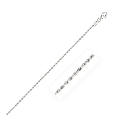 2.0mm 14k White Gold Solid Diamond Cut Rope Bracelet  DestGlow