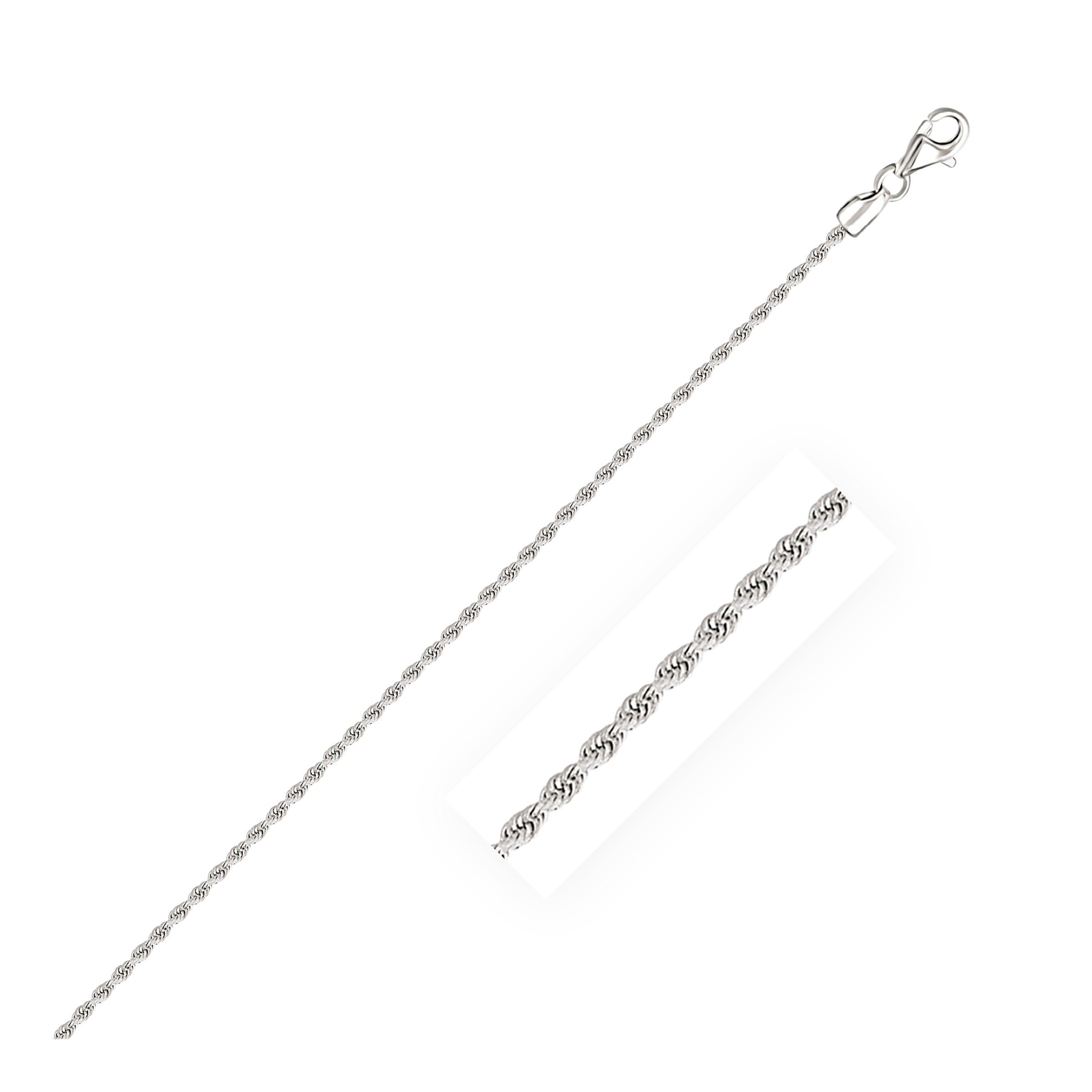 2.0mm 14k White Gold Solid Diamond Cut Rope Bracelet  DestGlow