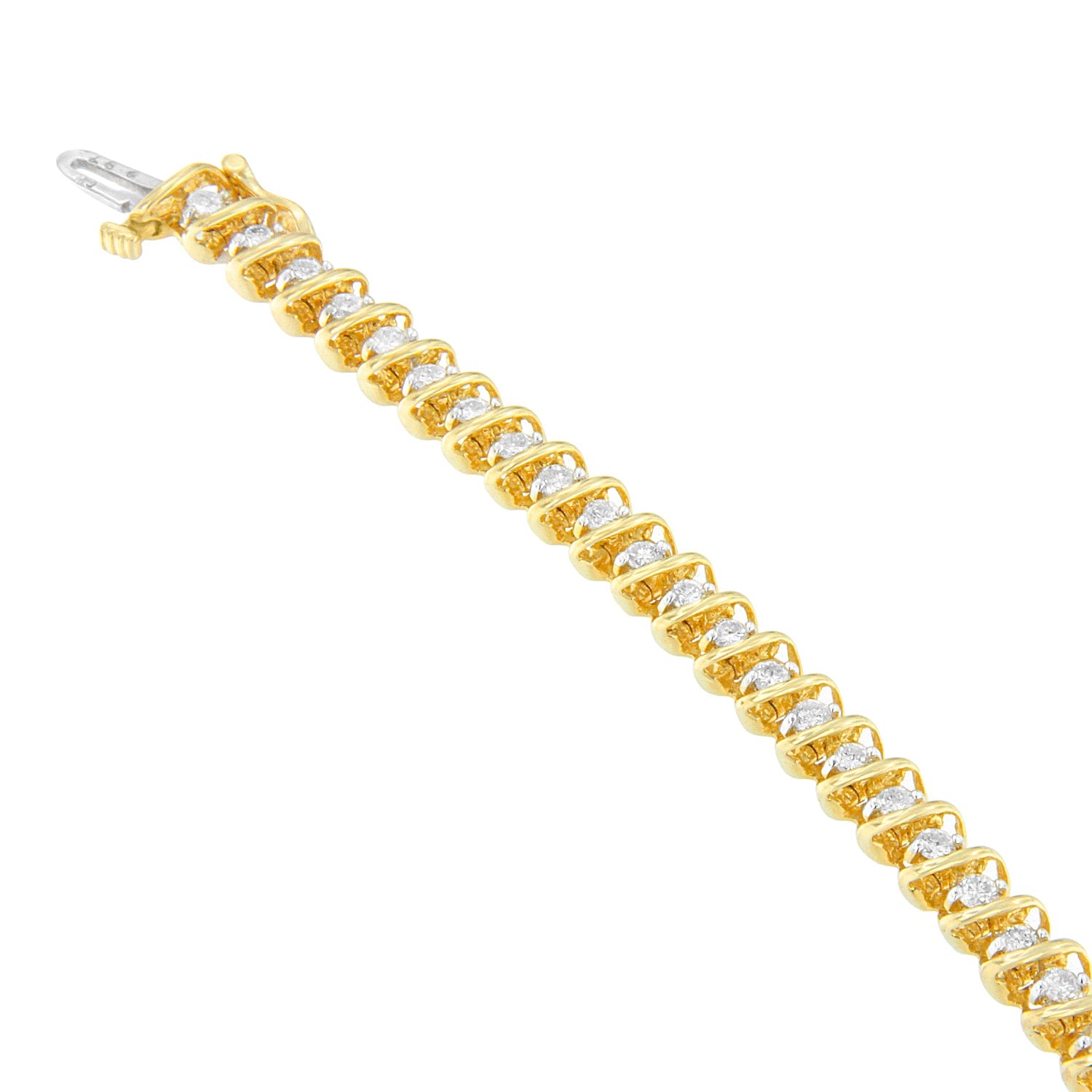 14K Yellow Gold Round Cut Diamond Spiral Link Bracelet (3.00 cttw, H-I Color, SI2-I1 Clarity) by Bids.com