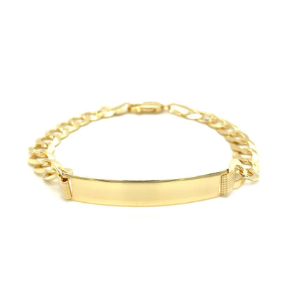 14k Yellow Gold 8 1/2 inch Mens Curb Chain ID Bracelet by Bids.com